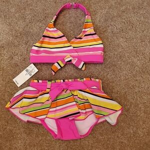 NWT The Childrens Place Colorful Striped Bikini Sz 4